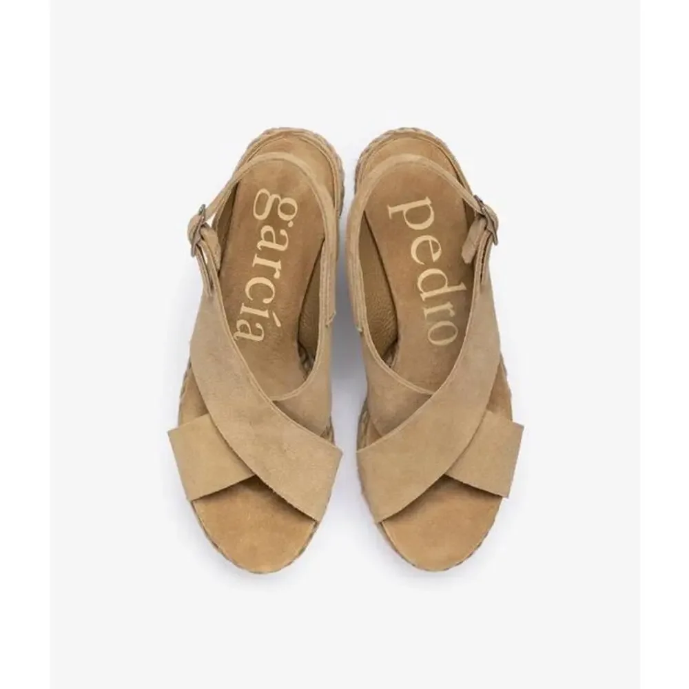 Pedro Garcia 85 Donvina Crisscross Wedge Espadrilles in Dijon Castora 36.5